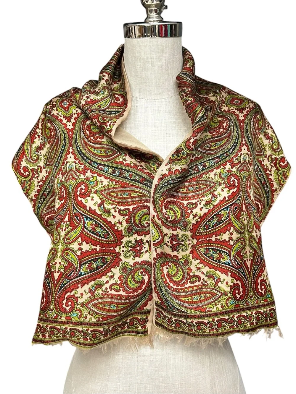 Vintage Glentex Silk Wool Paisley Scarf Made in Japan, 60s Mod Paisley Scarf